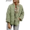 BITCED Solid Colour Stand Collar Cotton Coat - Women's Loose Fit Long Sleeve Pocket Jacket