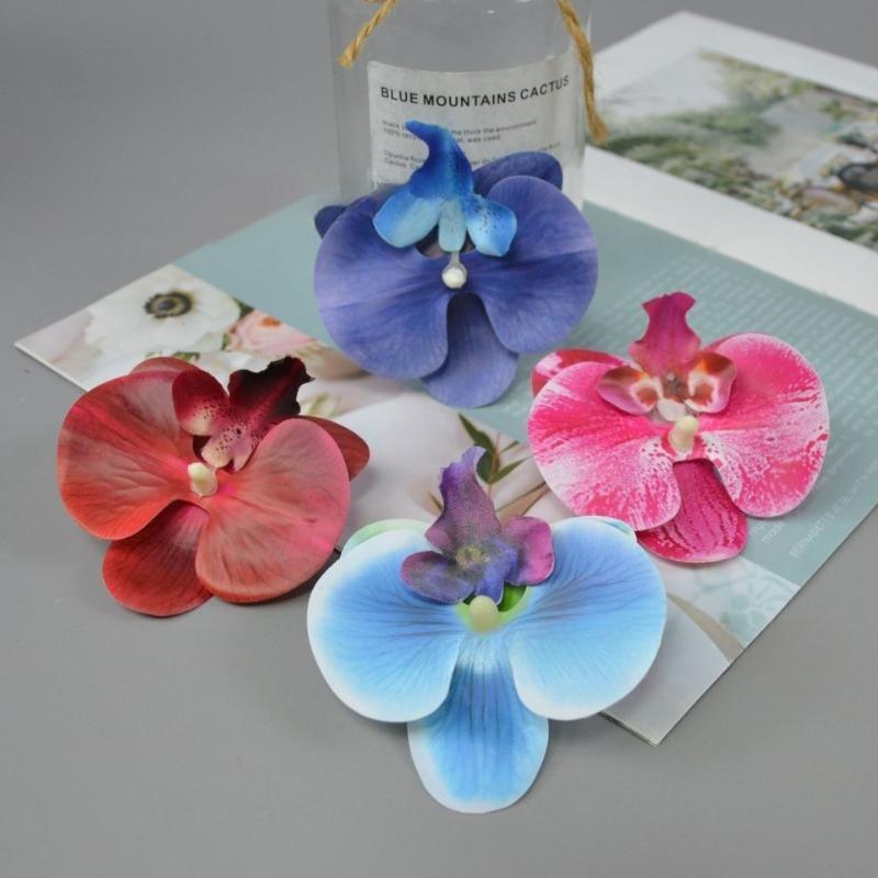 Butterfly Orchid Artificial Flowers Hot selling items for christmas Wedding Bridal Headwear hair clips Diy gift decoration