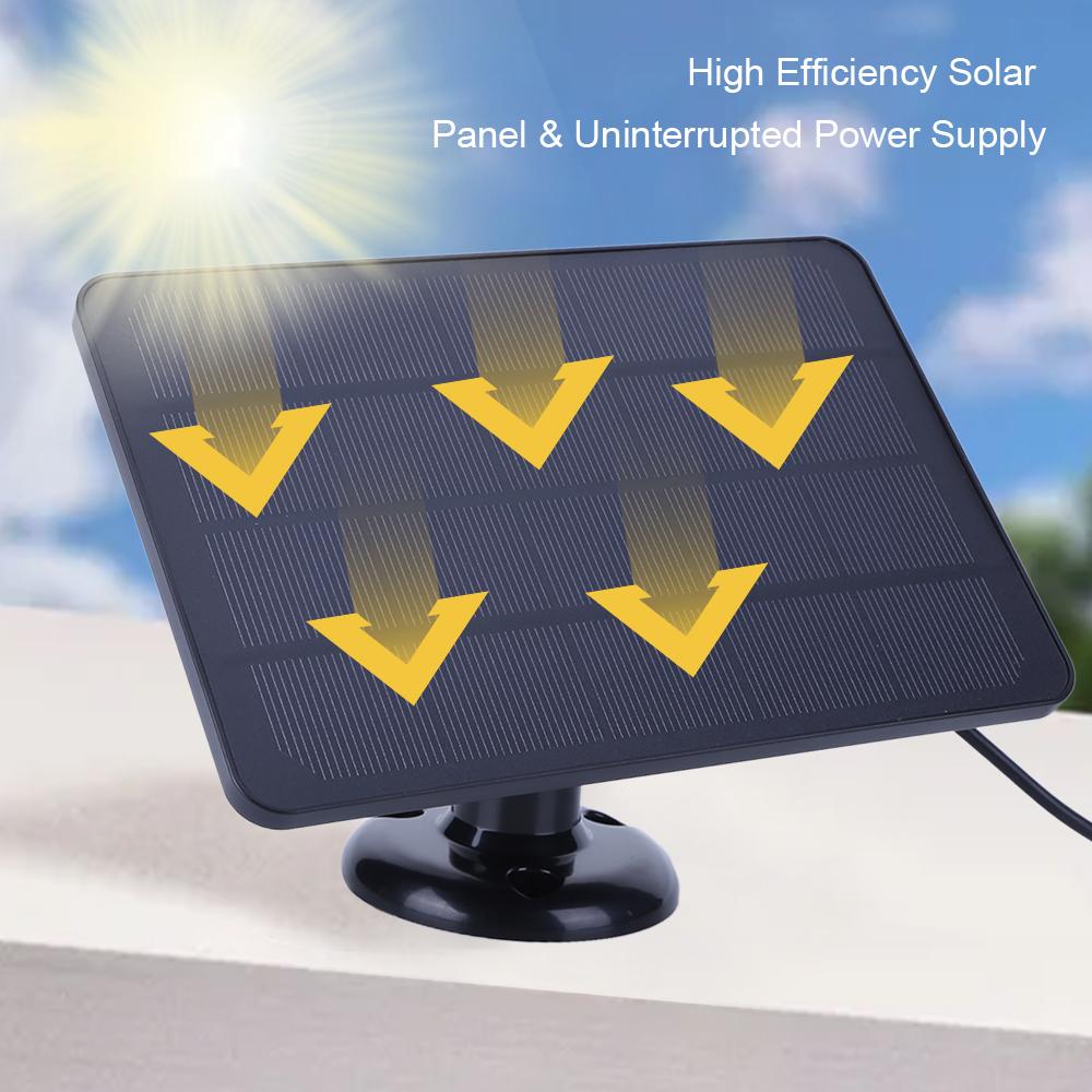 4W 5V Solar-Ladegerät Wasserdichtes Solarzellen-Panel 360° Verstellbare Halterung mit 3m Ladekabel für Ring Video-Türklingel 4/3/2