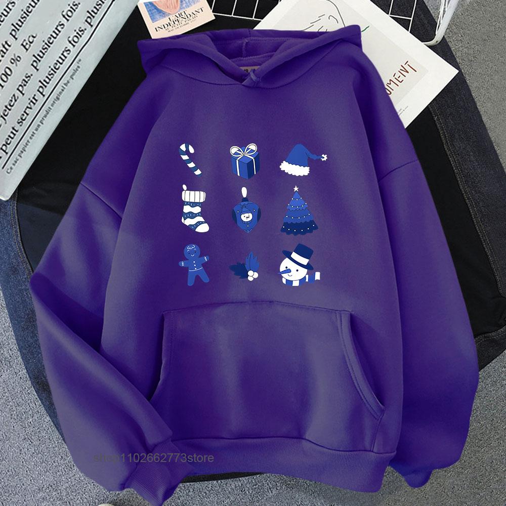 

Худи с принтом шинуазри для женщин, сине-белый рождественский свитшот с капюшоном, зимняя флисовая одежда для мужчин 3XL