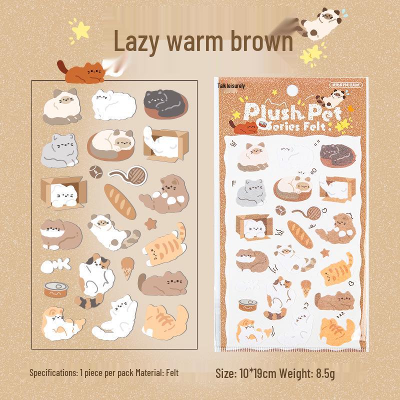 Yu Xian Cute Cat Plush Felt Sticker Sheet – 4 Designs