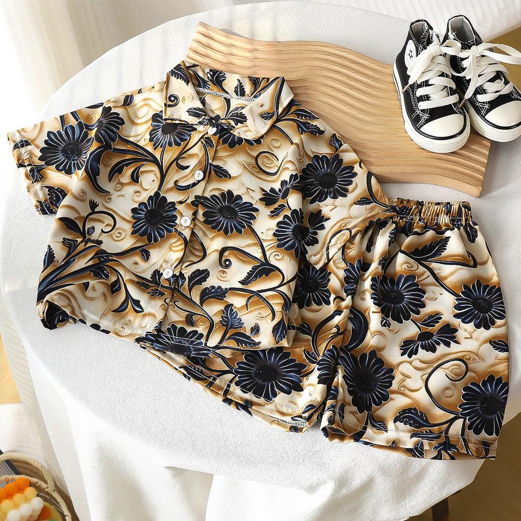 Childrens Summer Outfit Set With Cotton Blend Fabric For Boys