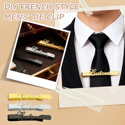 DIY Γαλλική Ανδρική Κλιπ Γραβάτας Ανοξείδωτο Ατσάλι Γυαλισμένο Κλιπ Γραβάτας με Όνομα Δώρο