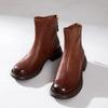 First Layer Cowhide Chelsea Boots Women's 2025 Autumn and Winter New Khaki Retro Leather Short Boots Women's Leather Boots
