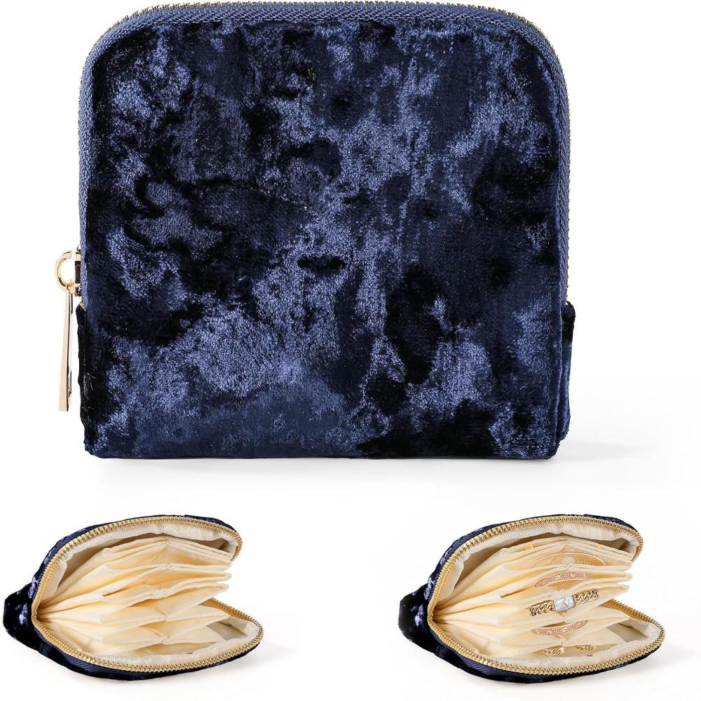 

Luxury Anti-Scratch Travel Jewelry Case Velvet Portable Jewelry Organizer Small Soft Necklace Earrings Pouch Gift синій