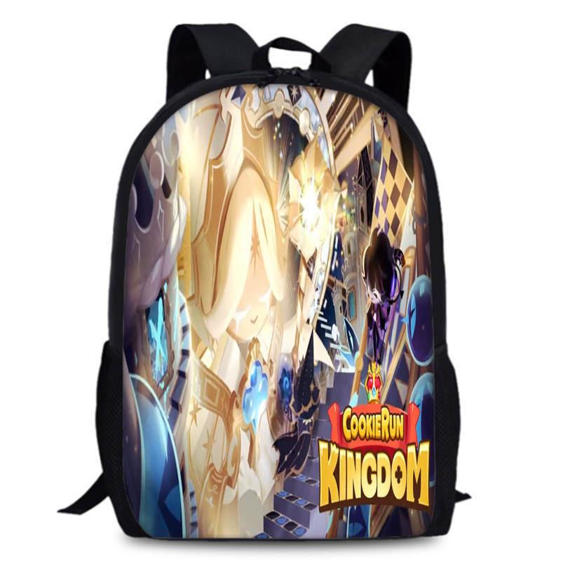 Cookie Kingdom Run School Backpack Oxford Fabric Curved Straps For Kids Unisex