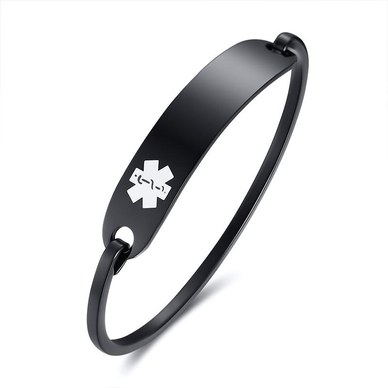 Vnox Free Engraving Stainless Steel Medical Alert ID Bangle Personalized Bracelet for Men Women/Gold Color 2.36"/2.55"