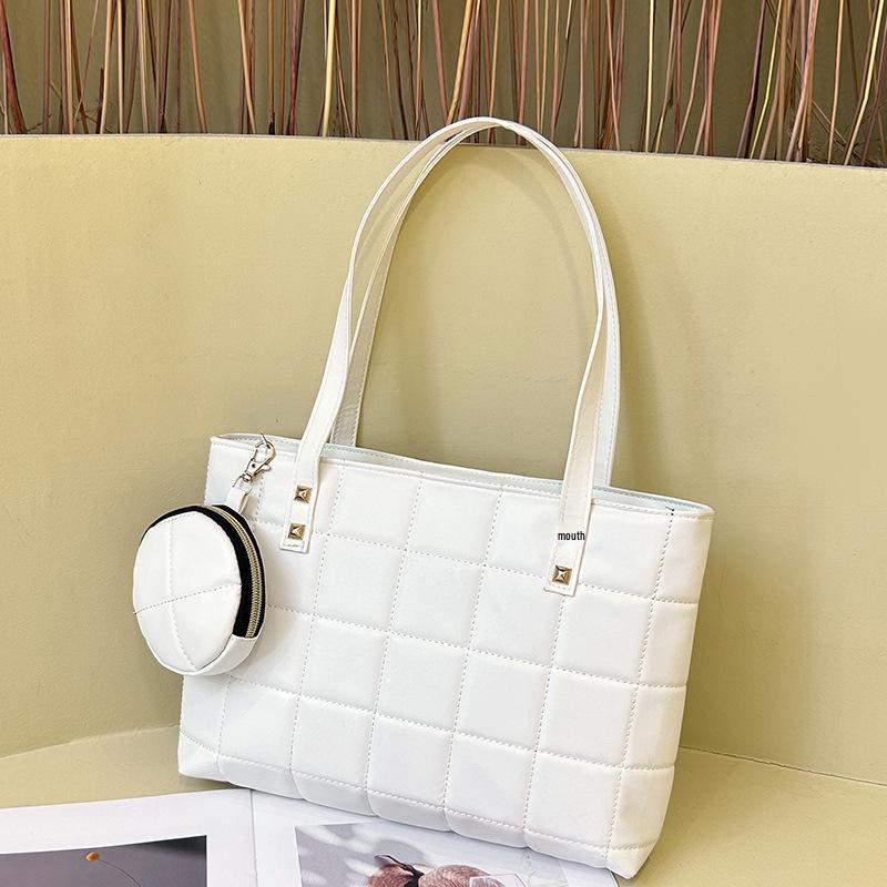 Women's 2025 Quilted Shoulder Bag Set - Trendy Korean Style, Large Capacity Handbag