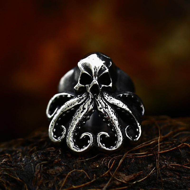 BEIER Edelstahl Antik Mode Herrenringe Totenkopf Oktopus Edelstein Tier Retro Punk Gothic Biker Schmuck Großhandel