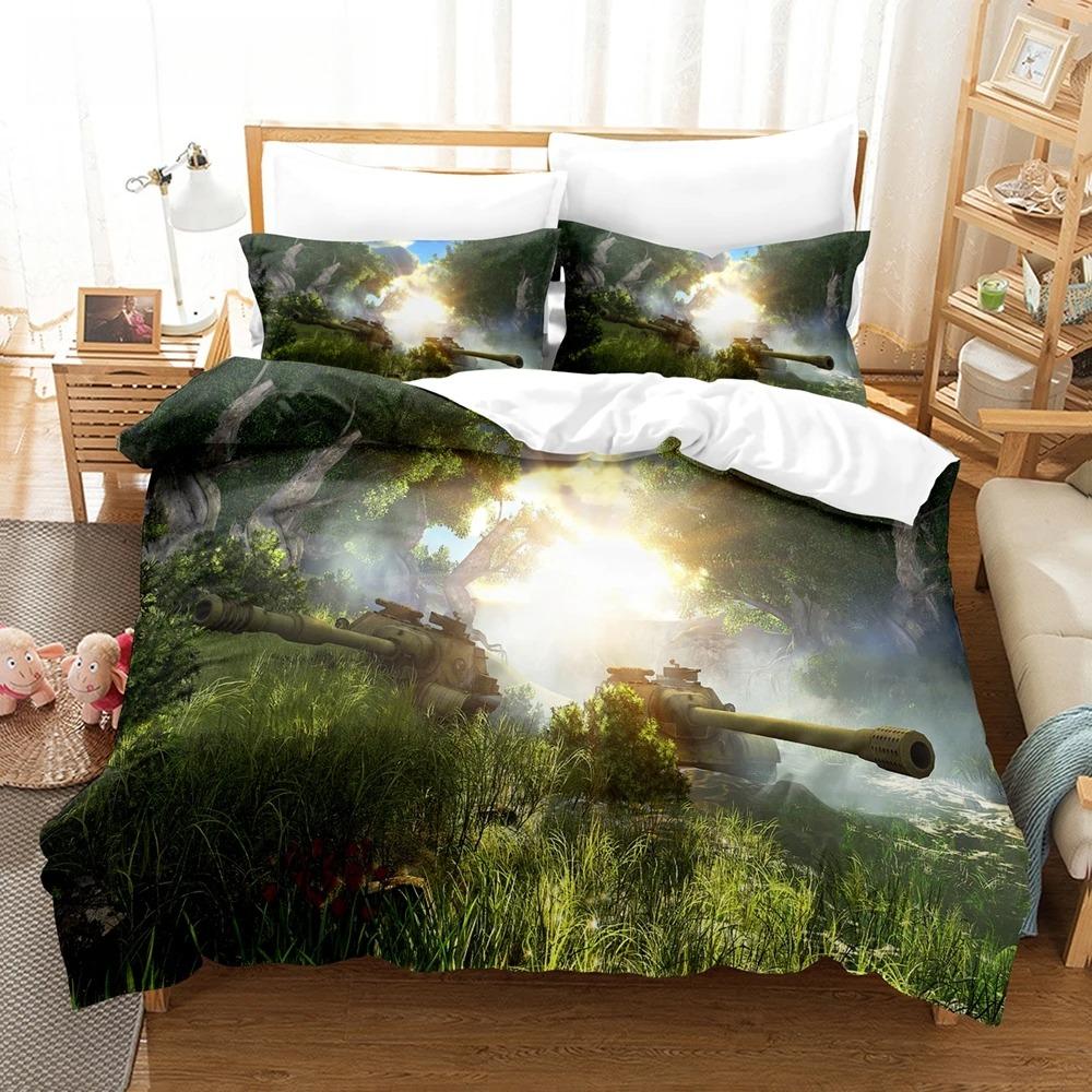 3D Tank Duvet Cover Tank Print War Military Weapon Theme For Children Teens Women Men Gifts For Bedroom Decorations Queen King