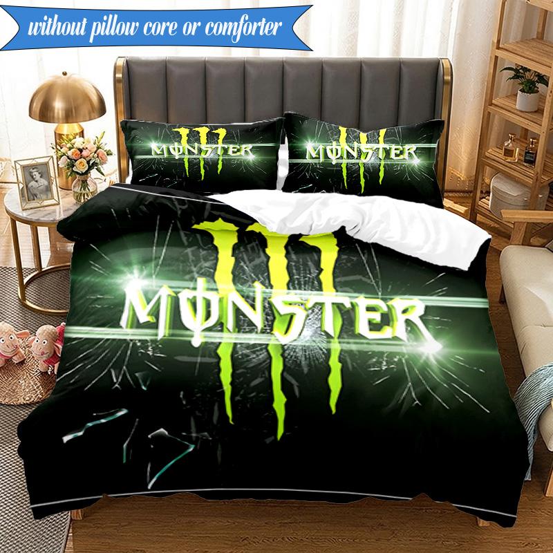 3PCS Energy Drink Printed Bedding Set For Bedroom dormitory, Includes 1 Duvet Cover & 2 Pillowcases for All Seasons Home Decor Fan gifts