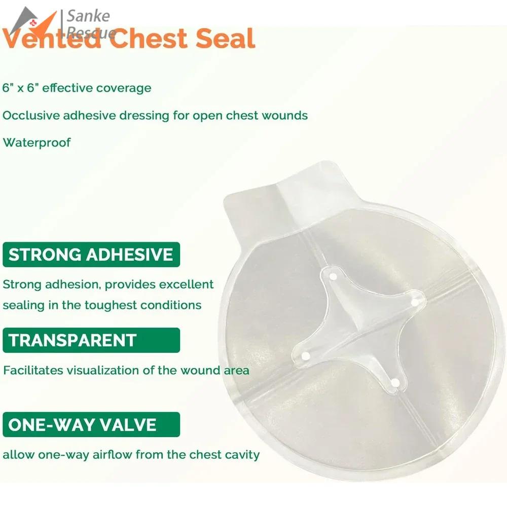 Chest Seal Life-Saving Wound Care for Emergency or Tactical Situations Advanced Adhesive Sterile Transparent Lightweight Vent
