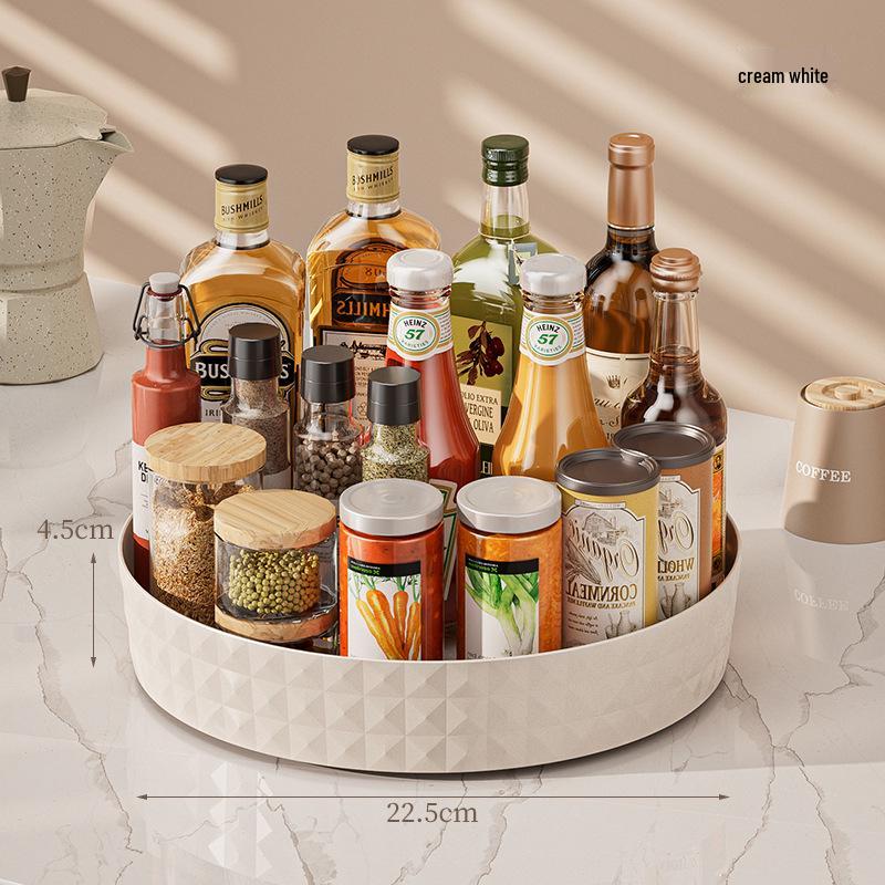 360° Rotating Transparent Condiment Storage Rack for Kitchen Table