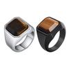 Vnox Tiger Eye Stone Ring for Men, Geometric Square Stainless Steel Metal Finger Ring, Stylish Ring Band Wedding Gift Size 7-12