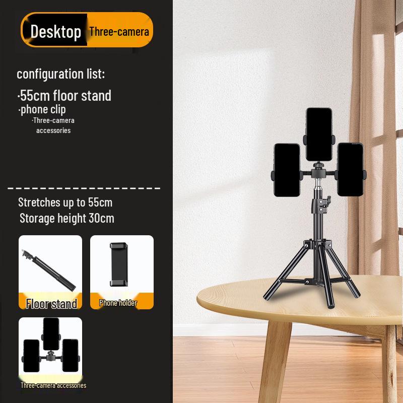 Dual-angle Mobile Phone Tripod with Fill Light for Live Streaming and Recording