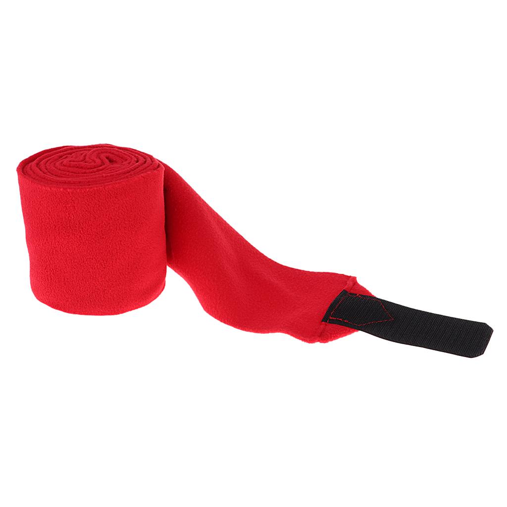 Horse Grooming Of 4 Fleece Leg Wraps Equestrian Supplies - Red