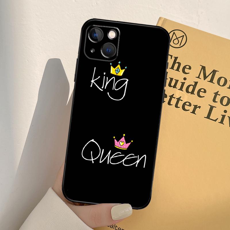 Queen King Crown Phone Case For iPhone 17 16 15 13 11 12 14 Pro Max mini XR 16e 15 16 Plus 17 Air Full Cover
