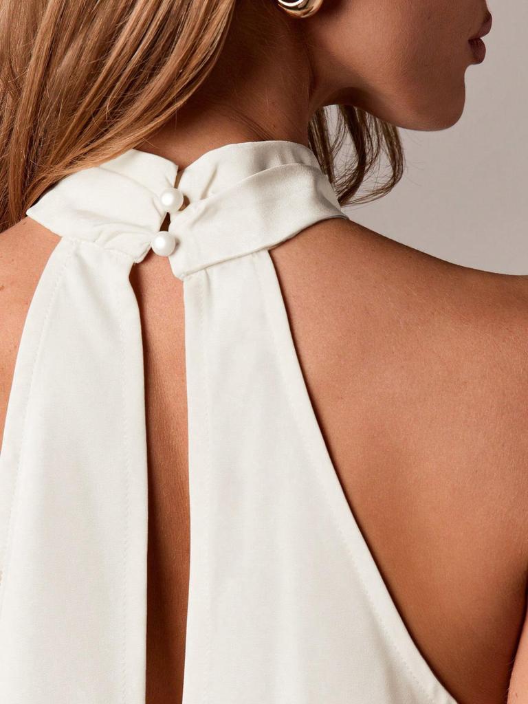 European & American Women's Summer Satin Halter Top with Lace Trim