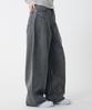UNKNOWN PLANET Side Cut Tuck Pleat Wide Pigment Cotton Pants Gray