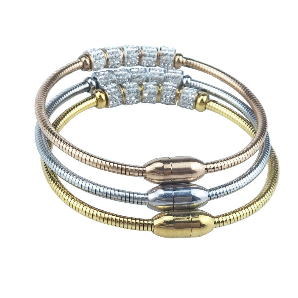 Stainless Steel Woman Bracelet Magnetic Clasp Snake Bone Bracelet Simple Men Bangles  Jewelry Gift