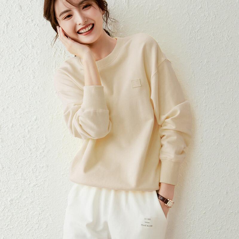Women's Apricot Loose Fit Round Neck Sweatshirt