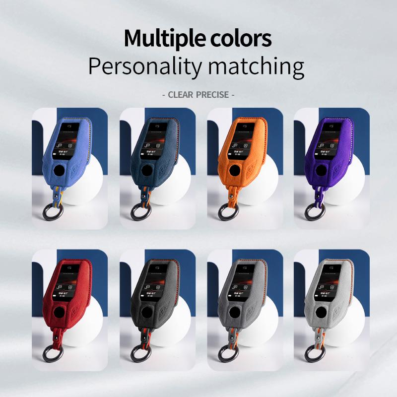 Alcantara For Bmw 1 3 5 7 Series X1 X3 X5 X6 X7 F30 G20 F34 F31 G30 G01 F15 G05 I3 Car Key Case Remote Suede Keychain Cover