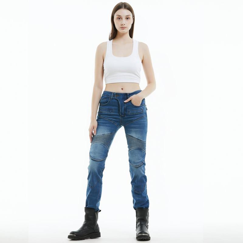 Womens Motorcycle Riding Jeans Pants With Protective Padding Stretch Denim Off-Road Street Use