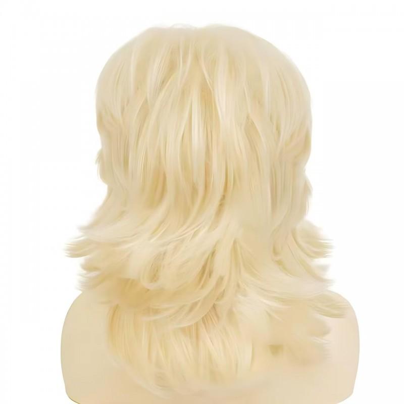 Wig Women Short Curly Hair With Golden Bangs Dolly Parton Style Synthetic Full