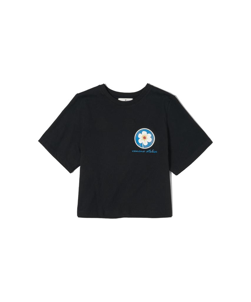 Banwonateullie A3425 Crop Flower T-Shirt_Black