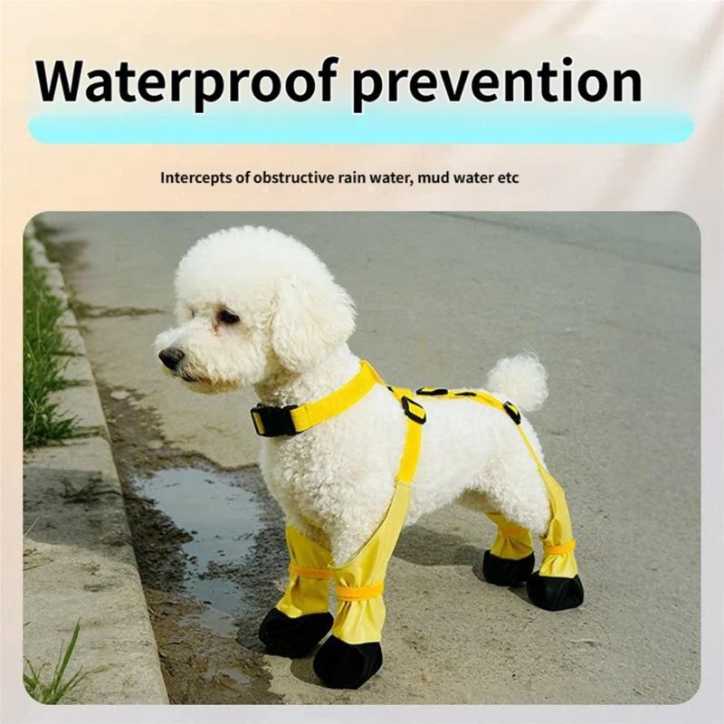 Dog Waterproof Leggings Shoes Suspender Booties Adjustable Pet Rain Suspender Booties Rainwear Walks and Outings