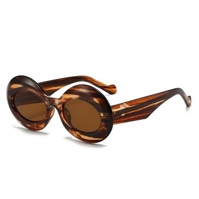 Trendy Oval Thick-Frame Sunglasses For Women & Men Stylish Striped Design Chic European & American Fashion Premium Quality Shade