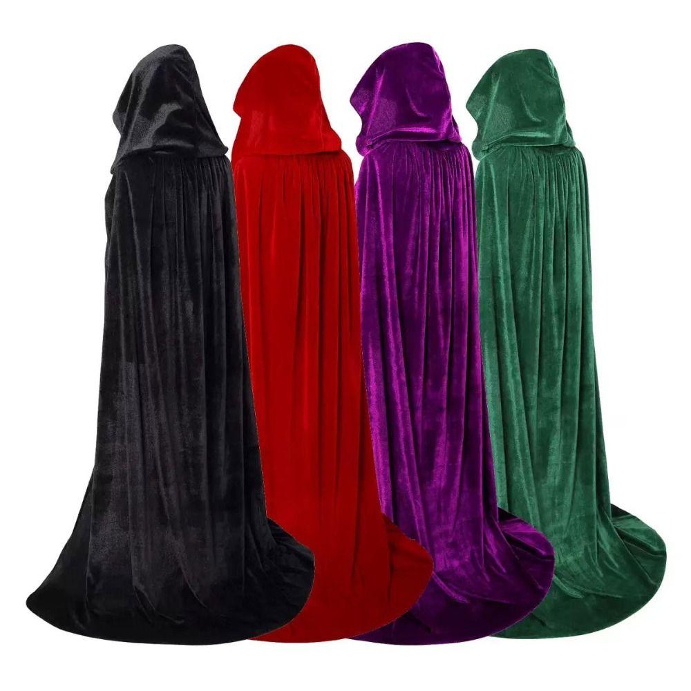 Reversible Design Velvet Cloak Solid Color Ponchos Cosplay Adult Kids Long Cape  Halloween Party