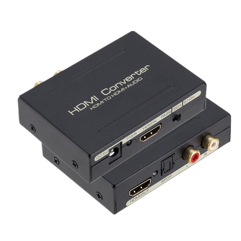 HDMI Audio Extractor: HDMI To HDMI + Audio (SPDIF + R/L) Signal Converter with Power Supply