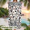 Animal Print Fusion Theme Quick Dry Beach Towel Custom Name Text Print Large Sand Resistant Towel Beach Vacation