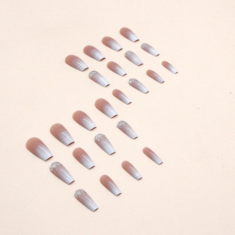 Medium And Long Ballet Nail Flat Head Gradual Change Glitter European And American Wearable Manicure Film Women'S Special Fake Nails