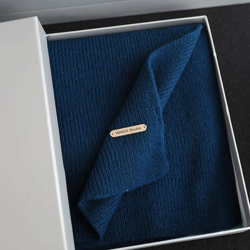 Autumn And Winter New Solid Color Knitted Scarf For Women High-End Thick Warm Versatile Simple Scarf