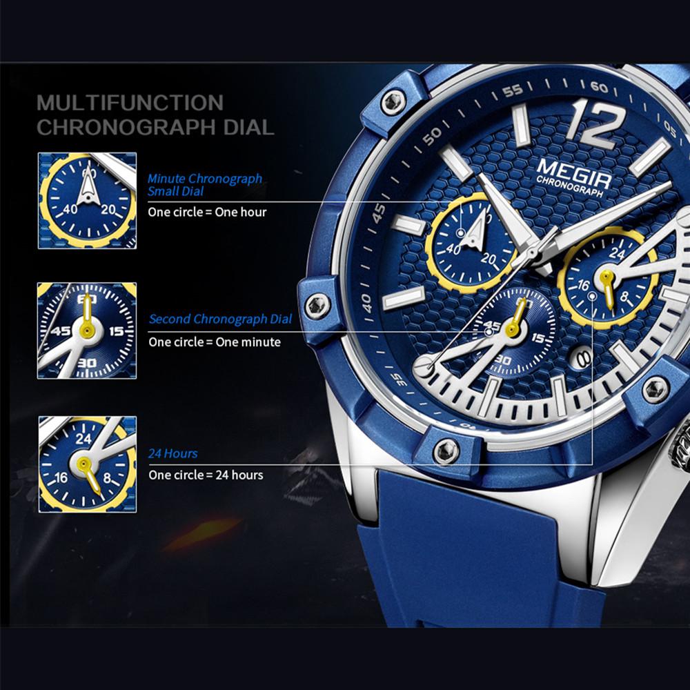 Megir Quarzuhr Männer Rose Gold Leuchtende Wasserdichte Sportuhren Uhr Chronograph Armbanduhren Erkek Kol Saati Montre Homme