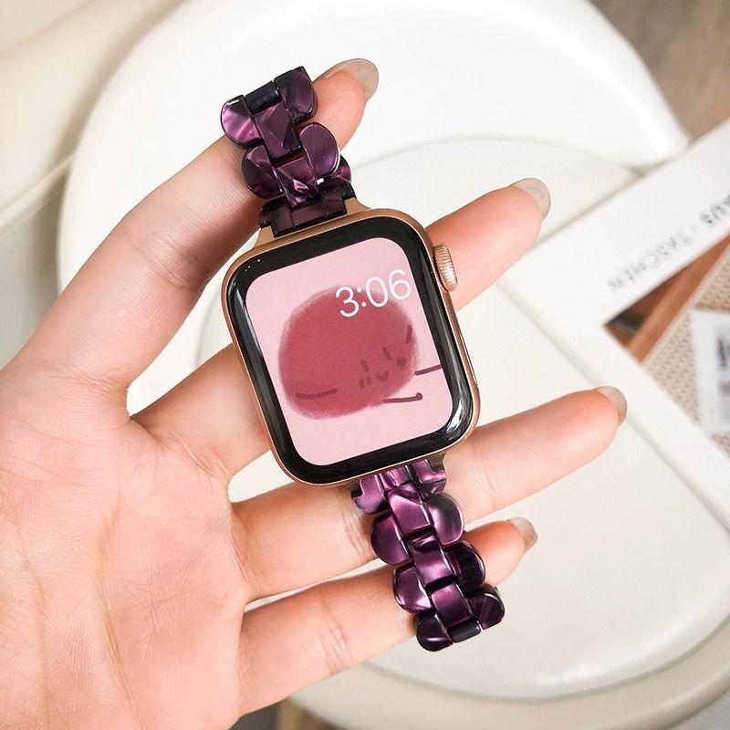 

for Apple Watch Watchband S10 IWatch Resin S9 Women s Summer Candy Rainbow Applewatch8 Watch Band S8 Fancy S7 Cute Lady 41/45mm Creative S6 Wristband Resin Strap-Violet 45mm for iwatch9/8/7 generation