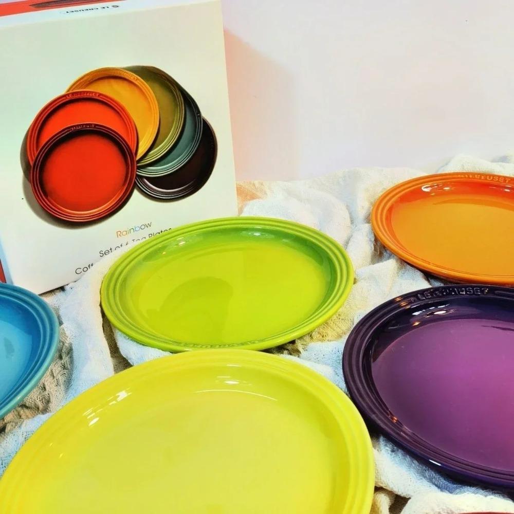 French Rainbow Underglaze Color Plate Vegetable 9-inch Ceramic 7-inch Vegetable PlateRainbow Color Western Food Trays