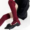 Japanese Ballet Styles Thigh High Leg Warmer Ribbed Knitted Split Buttons Over Knee Footless Socks for Fashionable Women
