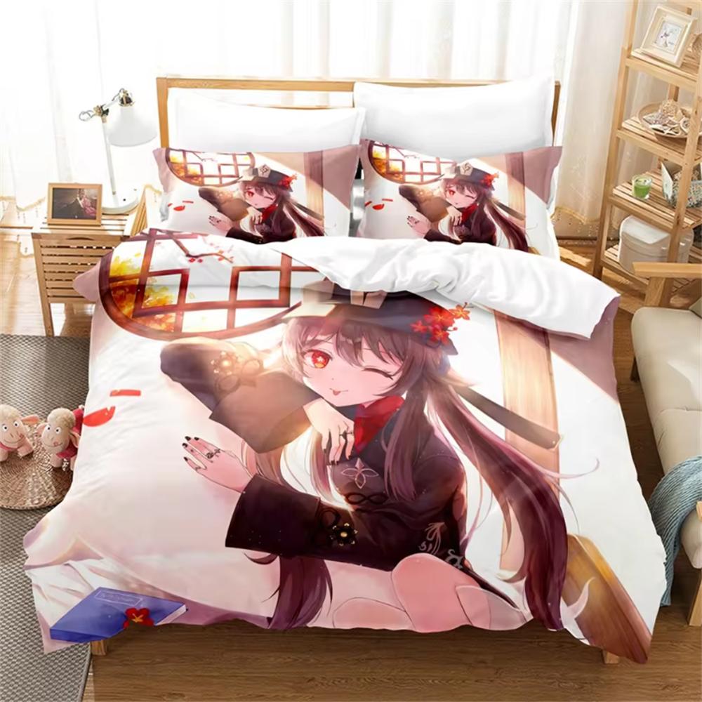 

Genshin Impact Chongyun Game Комплект постельного белья 3D Пододеяльник Комплект постельного белья с рисунком Твин Queen King Single Size Dropshipping EU Single 135x200cm