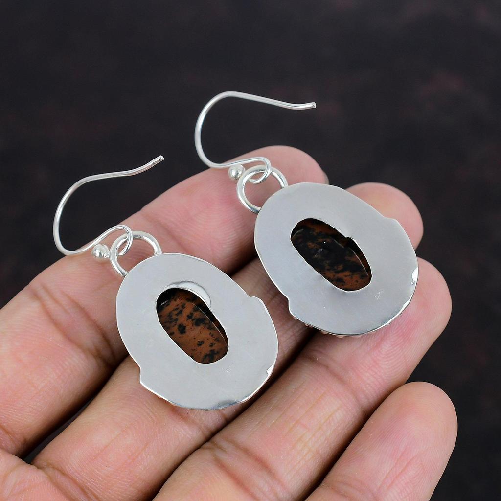 Mahogany Obsidian Earrings Gemstone Jewelry Handmade Earrings 925 Sterling Silver Earring Amazing Drop Earring Gifts For Her Silver Jewelry