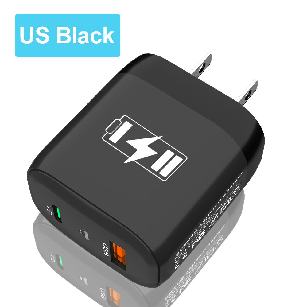 

Настенный адаптер с 2 портами 2.4A USB PD дорожное зарядное устройство вилка EU US для iPhone Xiaomi Samsung Huawei US Plug чёрный