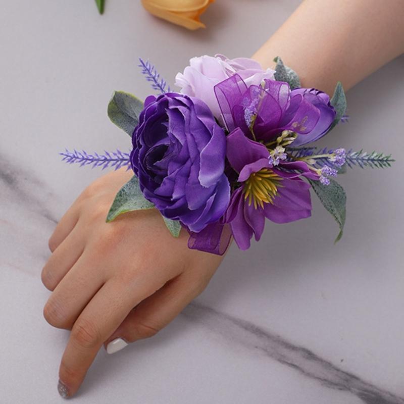 Elegant Silk Floral Arrangements Brooch/ Wrist Flower For Wedding Bridesmaid Bridal Party Decoration