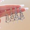 Minimalist Rhinestone Christmas Tree Tassel Earrings