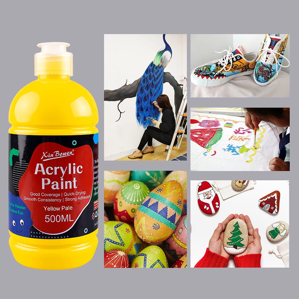 Acrylic Paint Set - 12 Colors, 500ml, Waterproof, Ideal for Art Students and DIY Projects