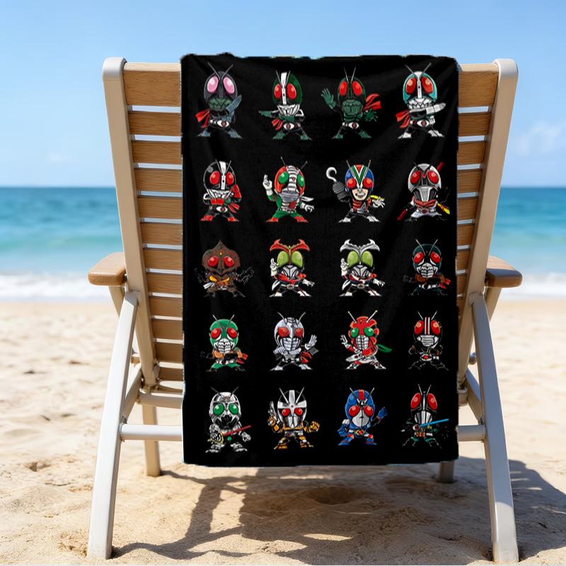 proof beach towel with a UFO Robo Grendizer3 pattern - soft,absorbent,quick-drying,machine washable - perfect for swimming,camping,bathing