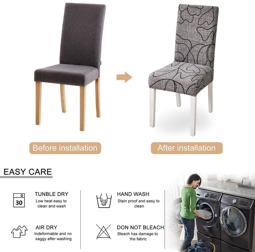 Printed Chair Cover Elastic Kitchen Seat Cover Stretch Spandex Chair Covers for Dining Room Wedding Hotel Banquet Washable 1pc