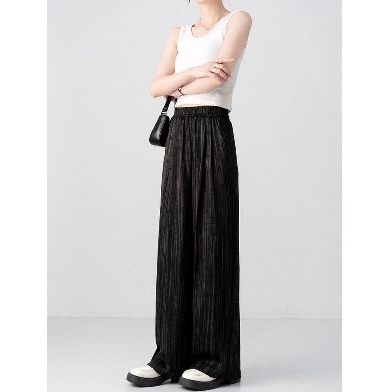 Summer Wide-leg Yamamoto Satin Pants Drape Cold High Waist Thin Loose Casual Straight Sports Dirty Pants Women