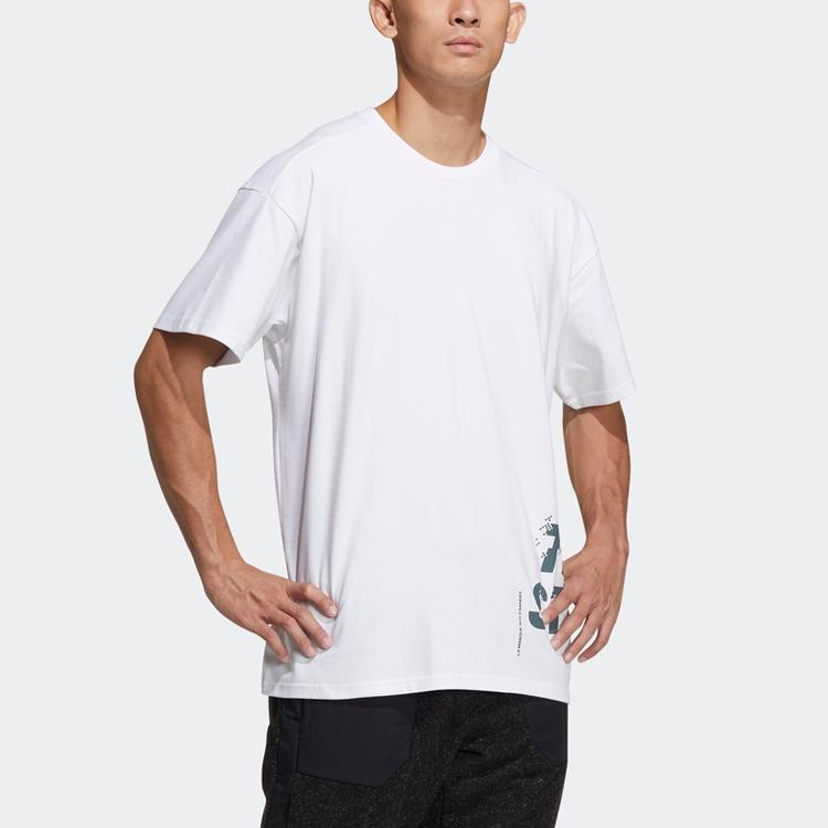adidas T Shirts Men's White Crew Neck Moderate Straight Fit GL8710